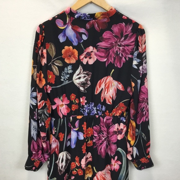 J. Crew Tie Neck Ruffle Midi Dress in Midnight Dutch Floral Size 6 - Picture 5 of 14